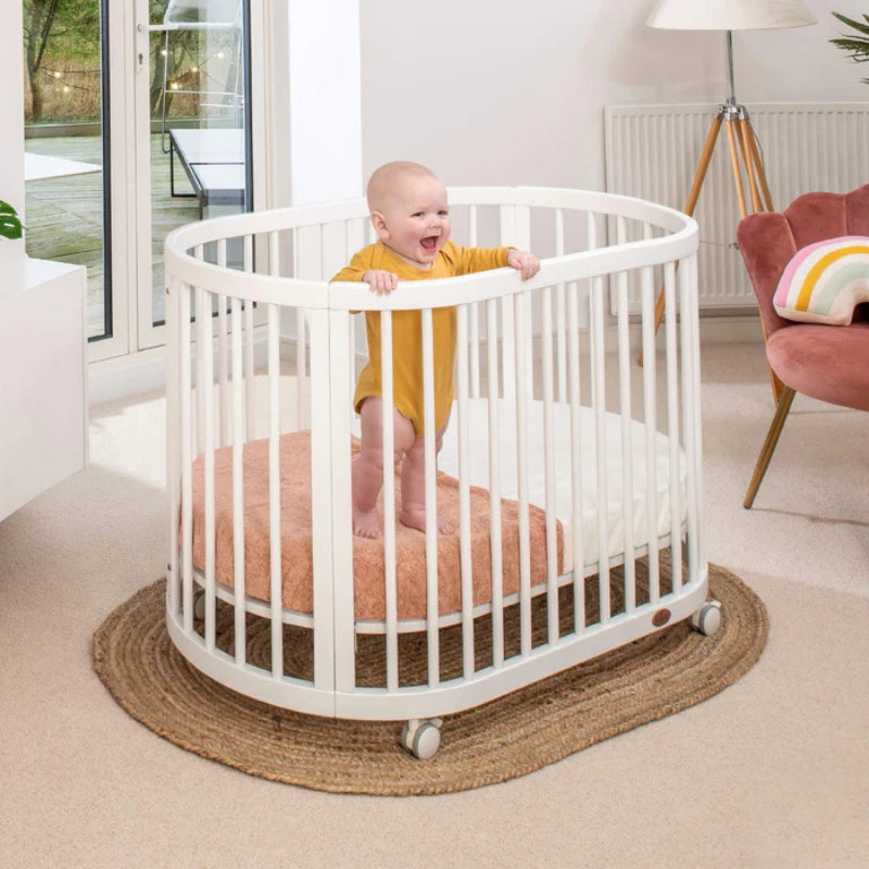 Solid Wood Baby Crib, Multifunctional Movable round Bed, Multi Stage Splicing Bed