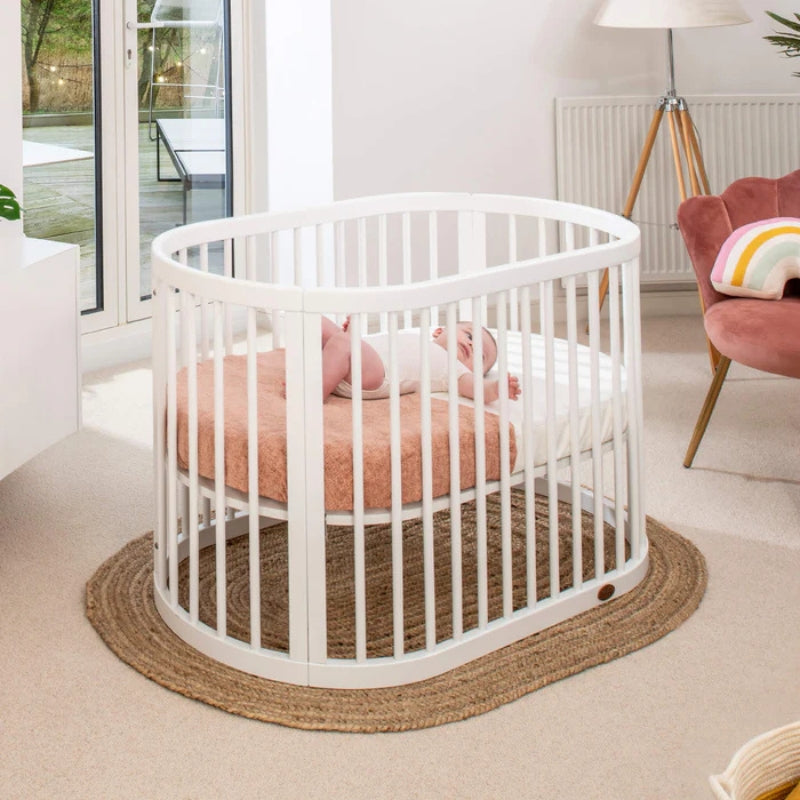 Solid Wood Baby Crib, Multifunctional Movable round Bed, Multi Stage Splicing Bed