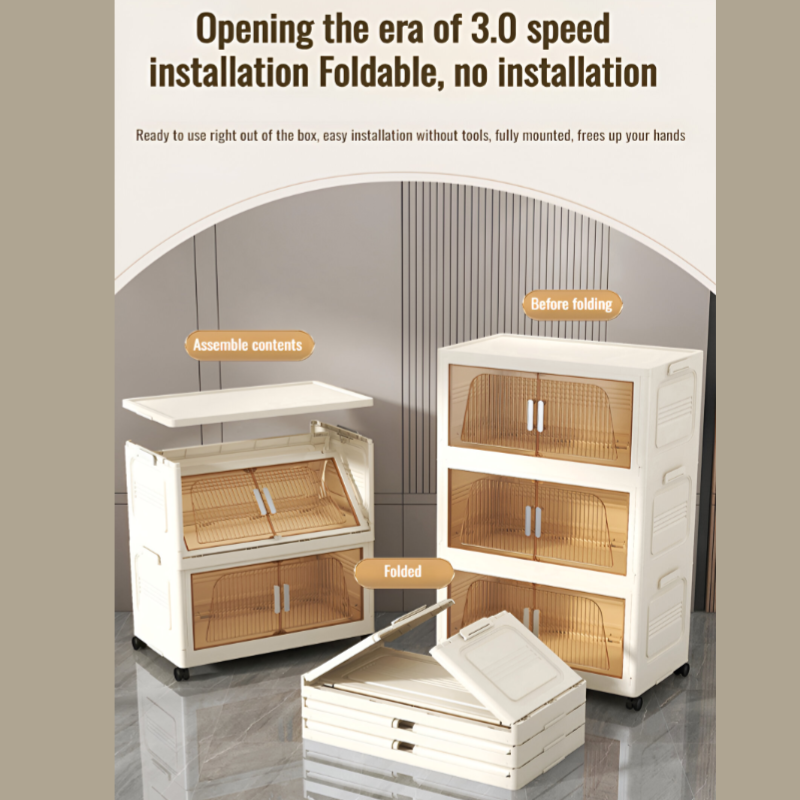 Home Foldable Closet Plastic Transparent Storage Boxes Clothes Quilt Storage Boxes Storage Cabinets Folding Storage Cabinet