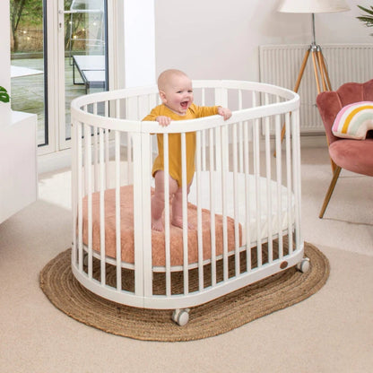 Solid Wood Baby Crib, Multifunctional Movable round Bed, Multi Stage Splicing Bed