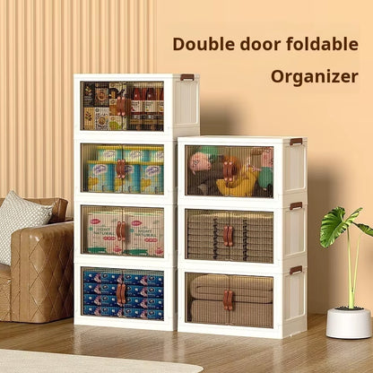 Home Foldable Closet Plastic Transparent Storage Boxes Clothes Quilt Storage Boxes Storage Cabinets Folding Storage Cabinet