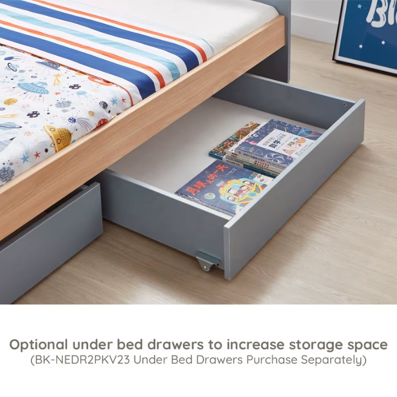 Wooden Twin Kids Bed with Storage