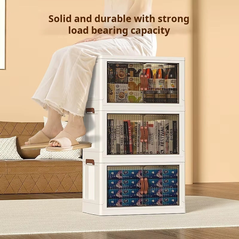 Home Foldable Closet Plastic Transparent Storage Boxes Clothes Quilt Storage Boxes Storage Cabinets Folding Storage Cabinet
