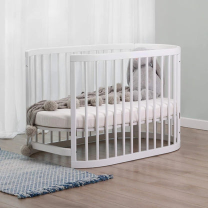Solid Wood Baby Crib, Multifunctional Movable round Bed, Multi Stage Splicing Bed
