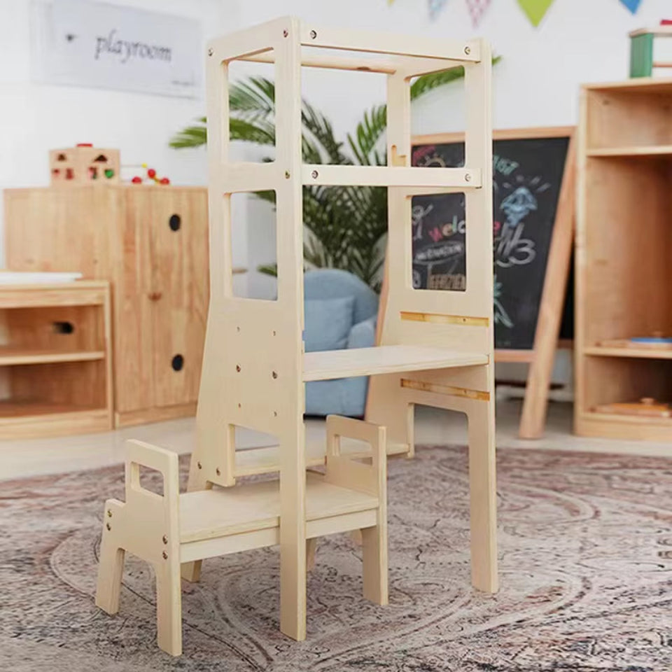 Children'S Wooden Solid Wood Pedal Multifunctional Kitchen Stool Montessori Climbing Chair Learning Tower
