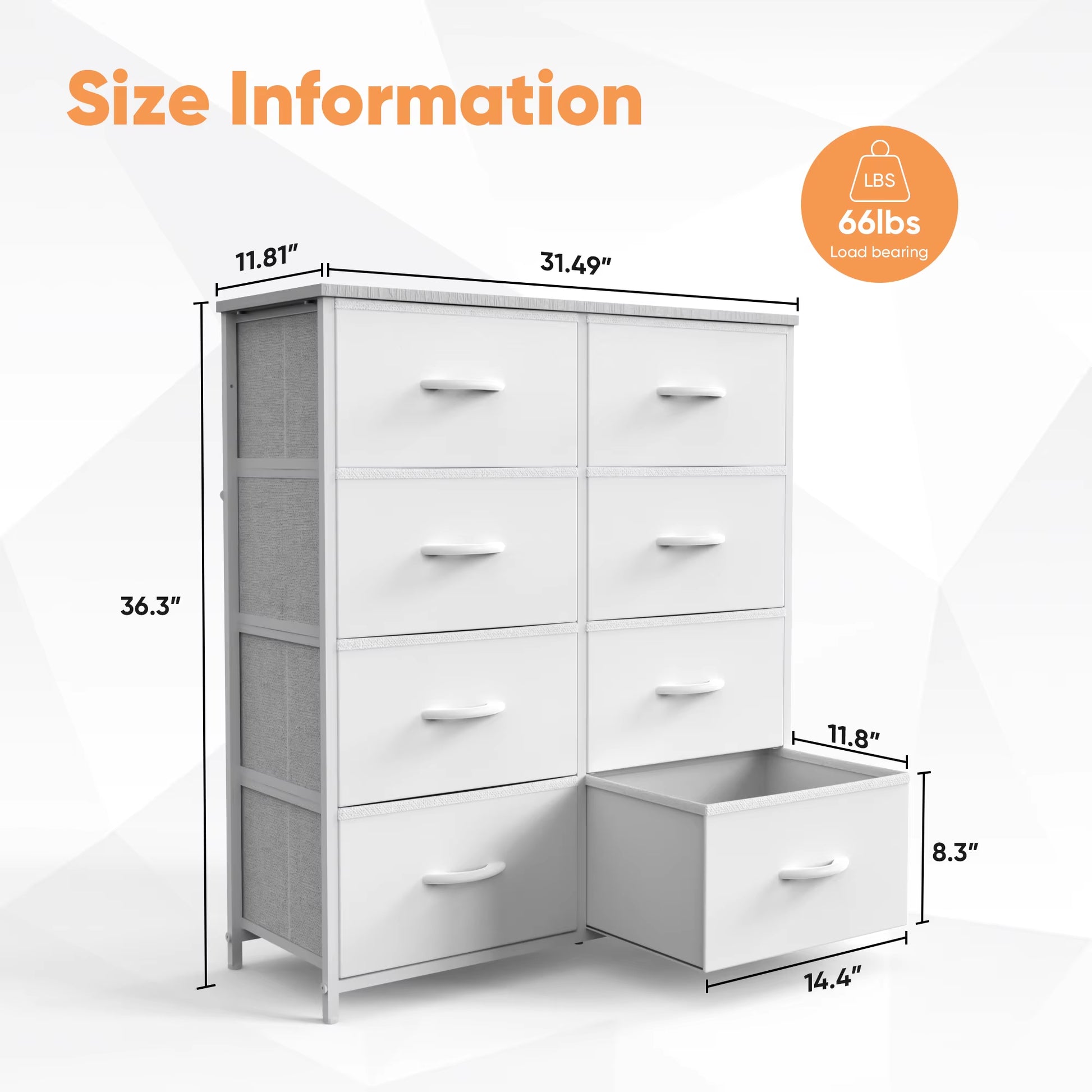 Children'S Wardrobe for Bedroom with 8 Fabric Drawers Storage Cabinet Steel Frame Assembly Closet for Clothes Home Furniture